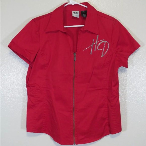 Harley-Davidson Tops - 🔥Woman’s XL Harley Davidson Zip frontRedBling🔥